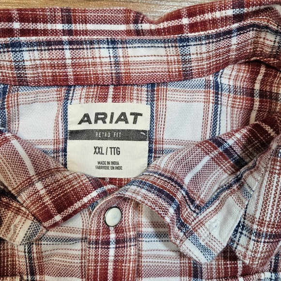 Ariat Retro Fit Plaid Western Snap Shirt XXL - Picture 3 of 9